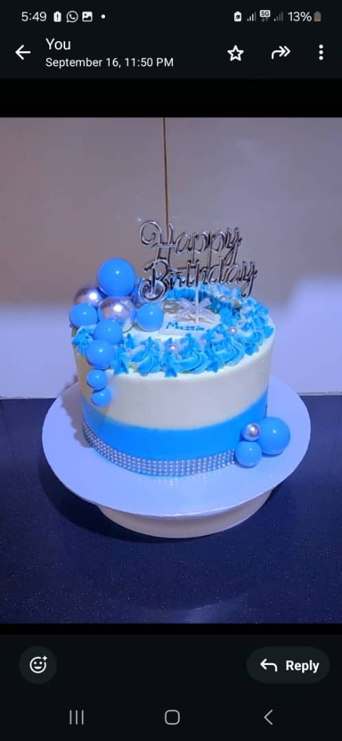 Elegant blue birthday cake